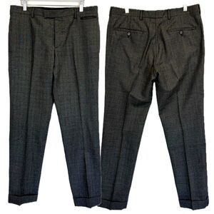 PRADA 100% Wool Glen Check Plaid Trouser Pants Mens Size 50 Large US 34 Tapered